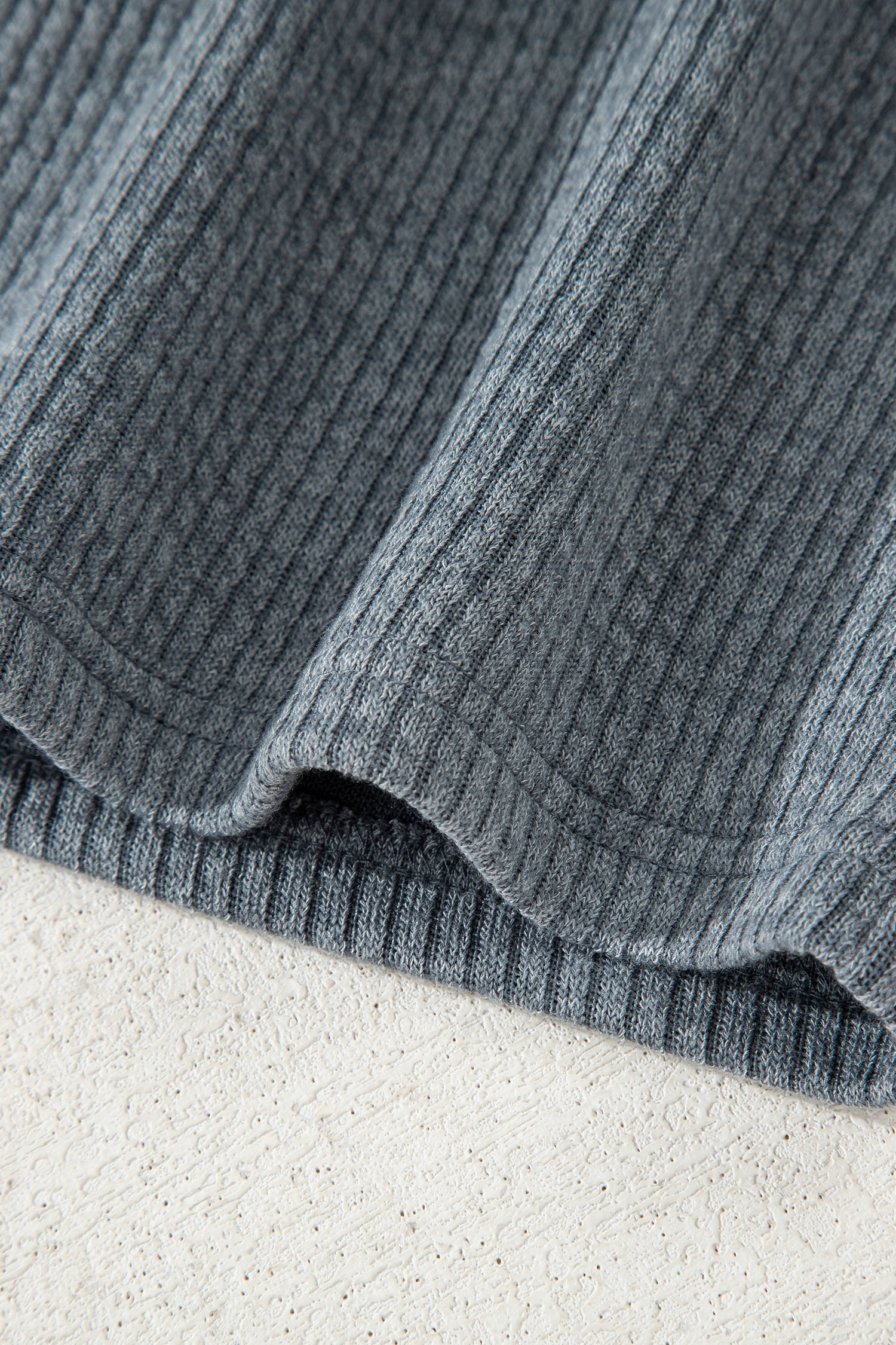 Medium Grey Ribbed Knit Buttons Front Flap Pocket Casual Shacket - loveforevers