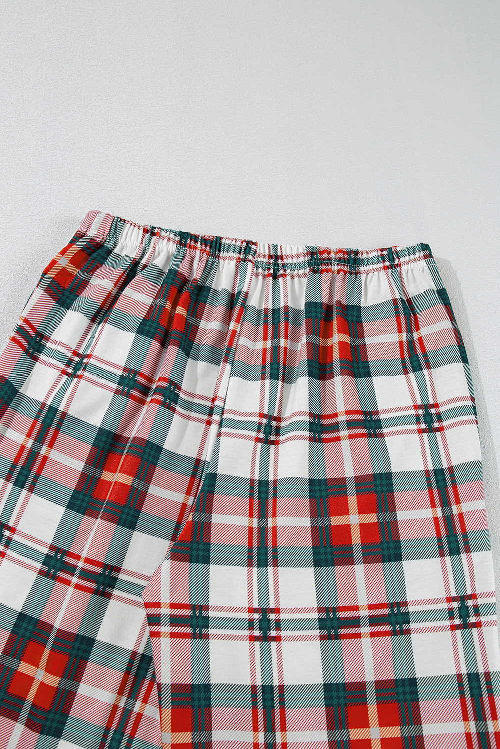 Red Christmas Plaid Print Two Piece Long Sleeve Pajamas Set - loveforevers