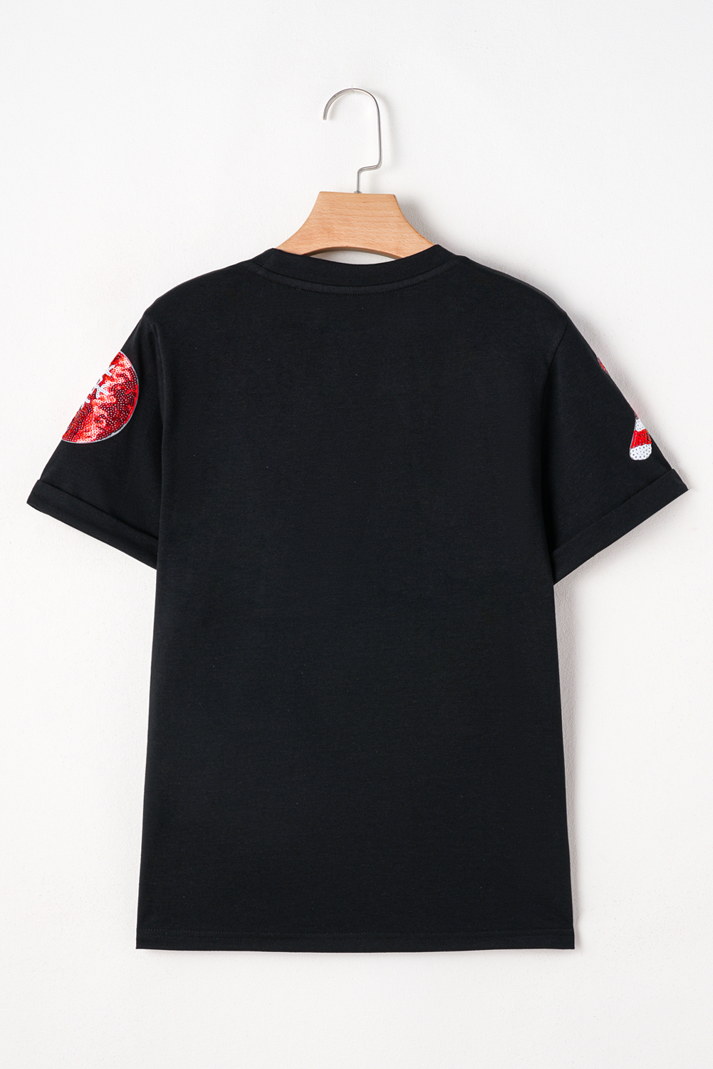 Black Sequin Christmas Essentials Graphic Crewneck T Shirt - loveforevers