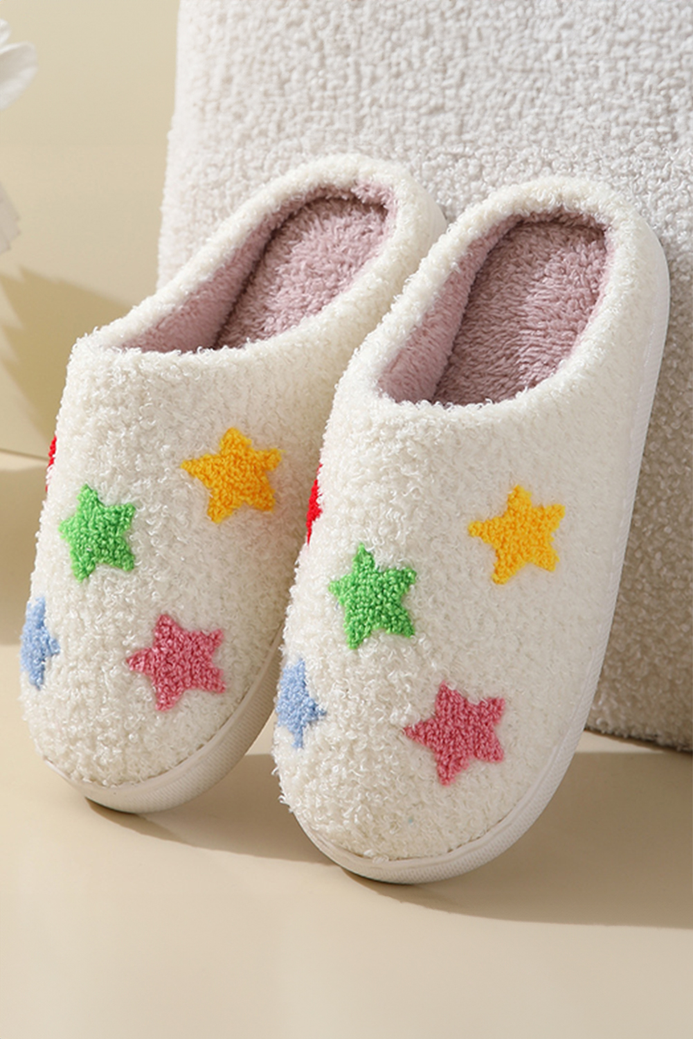 White Star Shape Non-Slip Plush Home Slippers - loveforevers