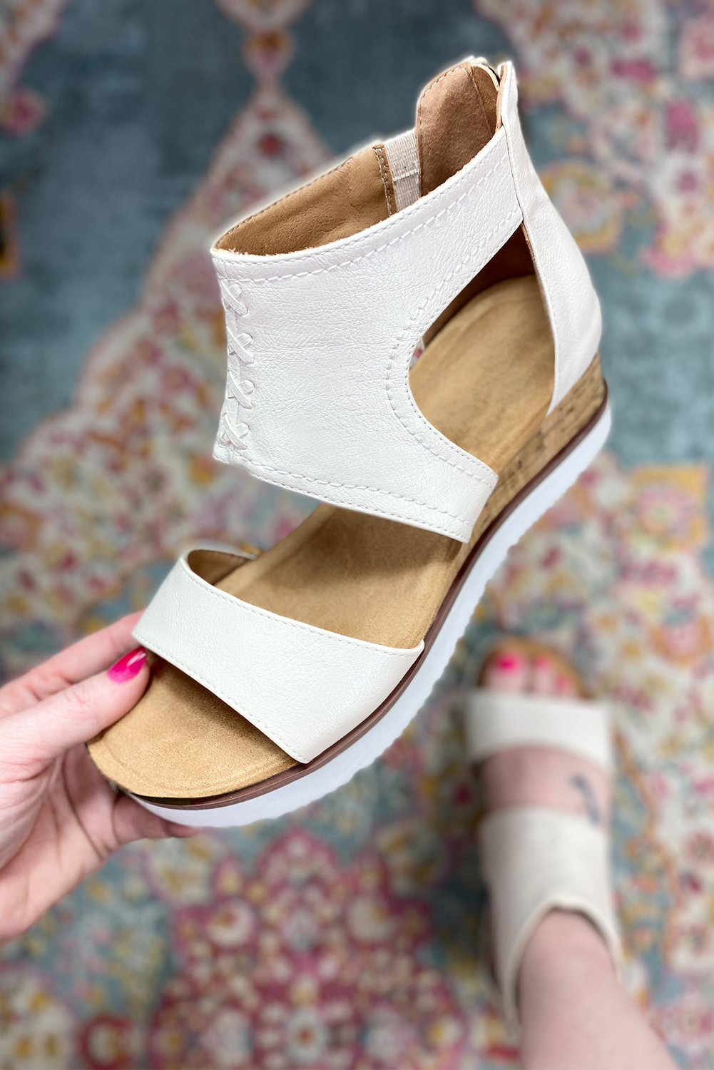 White Crisscross Detail Hollowed Leather Gladiator Sandals - loveforevers