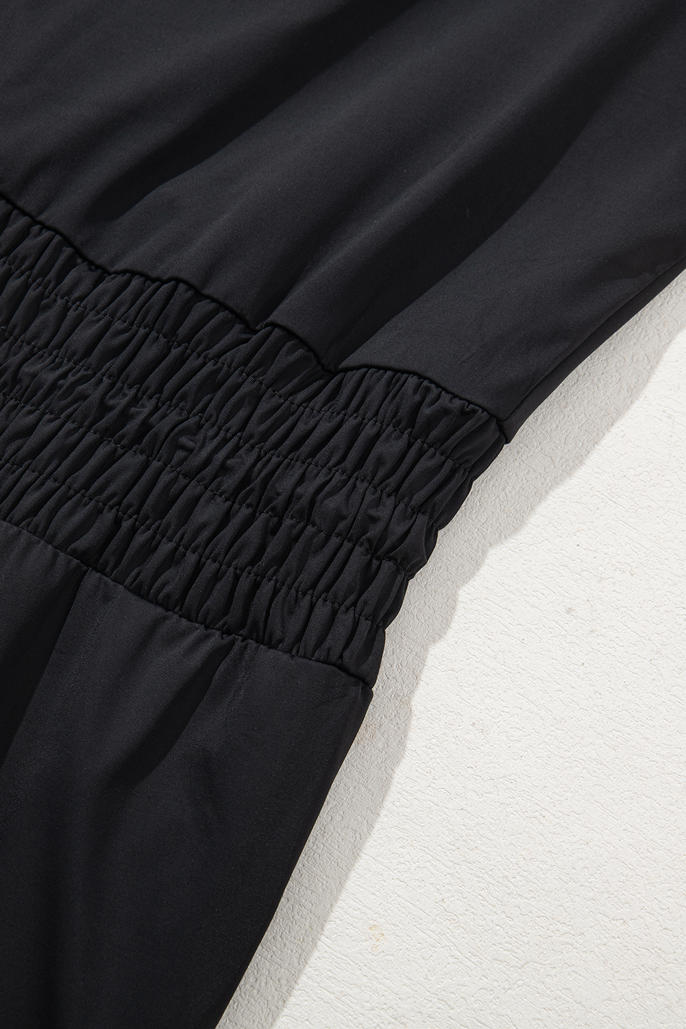 Black Plain Sleeveless Loop Drawstring Cinched Waist Romper - loveforevers