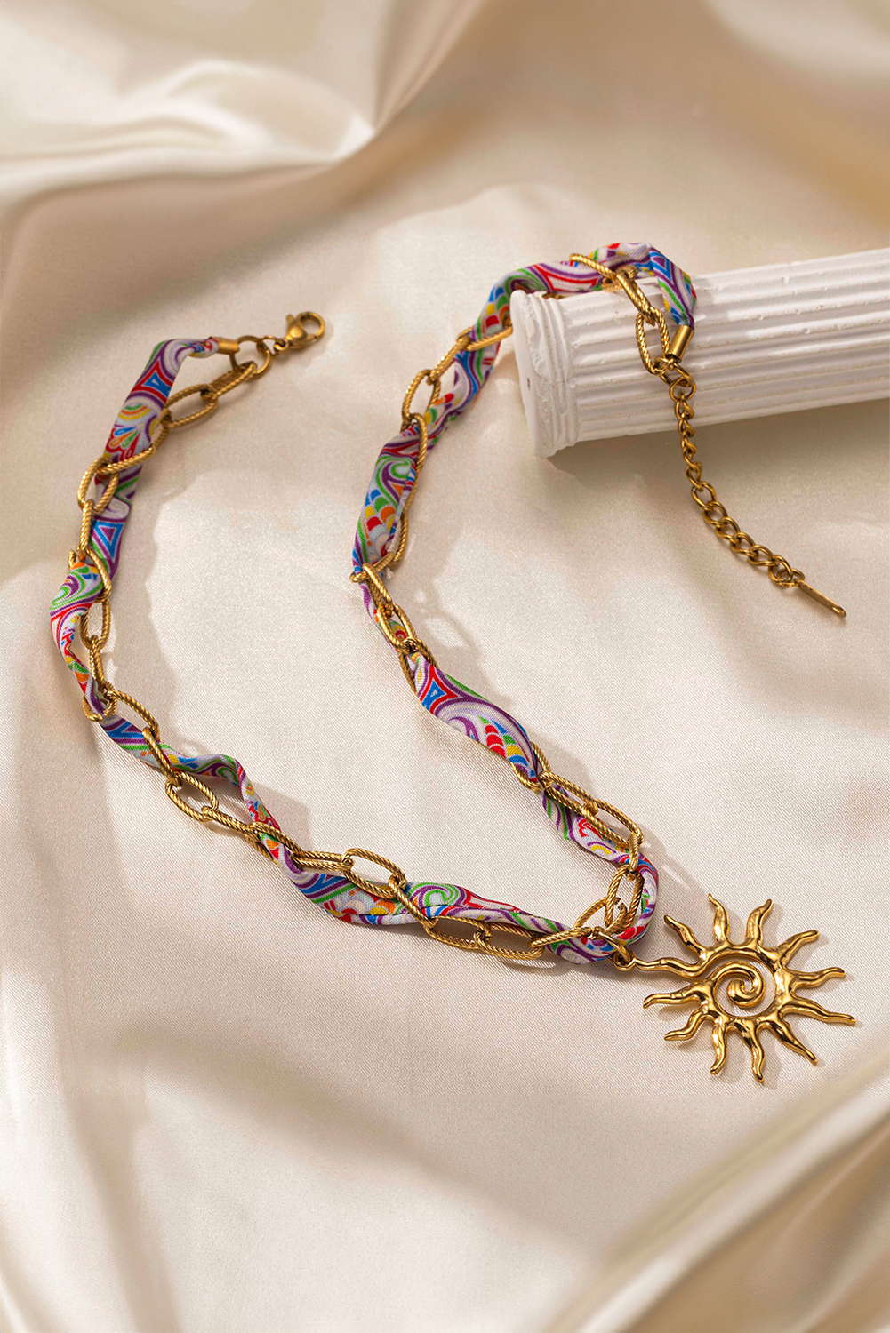 Gold Plated Chain Boho Scarf Twine Sun Goddess Necklace - loveforevers