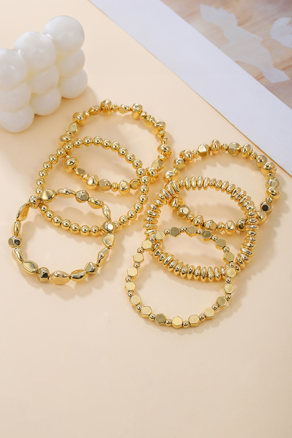 Gold Alloy Plated 6pcs Irregular Beading Bracelet - loveforevers
