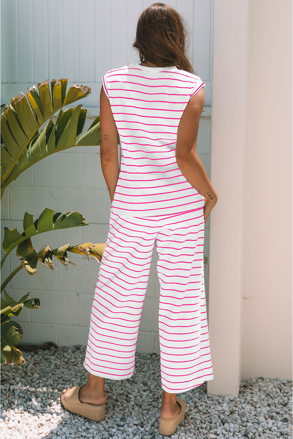 Sail Blue Casual Wide Leg 2pcs Pants Set - loveforevers