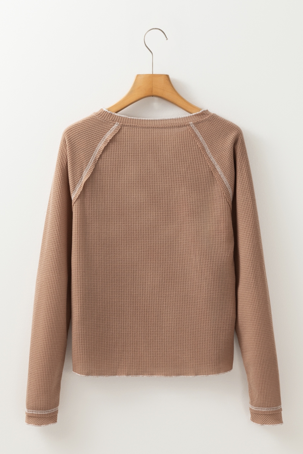 Smoke Gray Textured Round Neck Long Sleeve Top - loveforevers