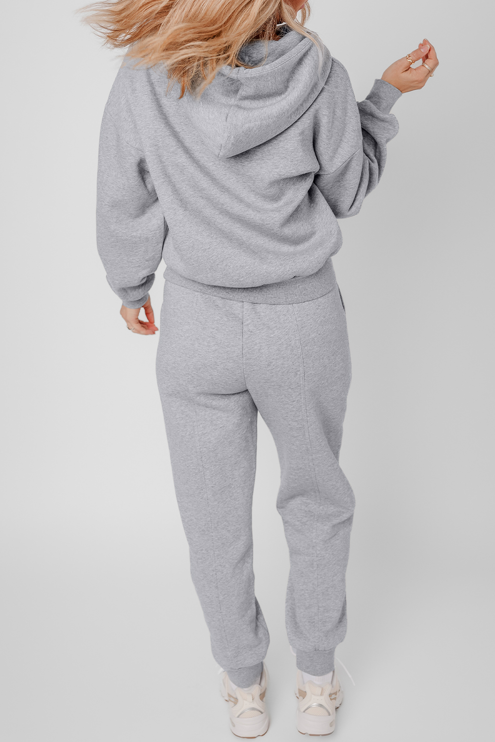 Navy Blue Solid Exposed Seams Hoodie and Joggers Activewear Set - loveforevers