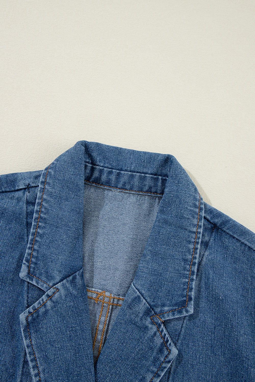 Black Side Pockets Lapel Collar Denim Jacket - loveforevers