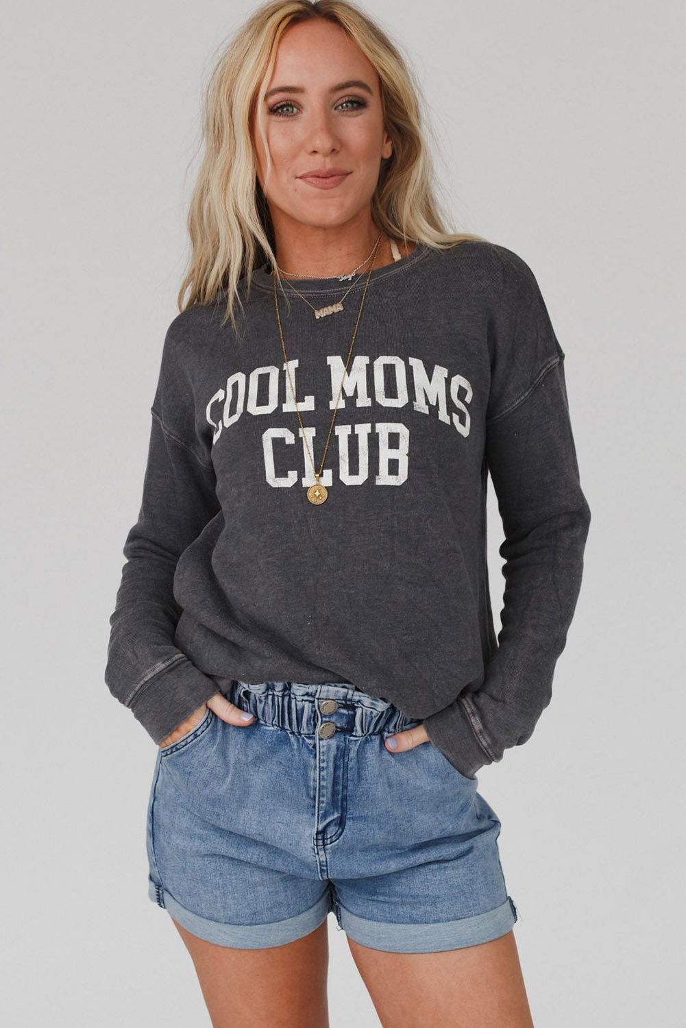 Gray COOL MOMS CLUB Drop Shoulder Sweatshirt - loveforevers