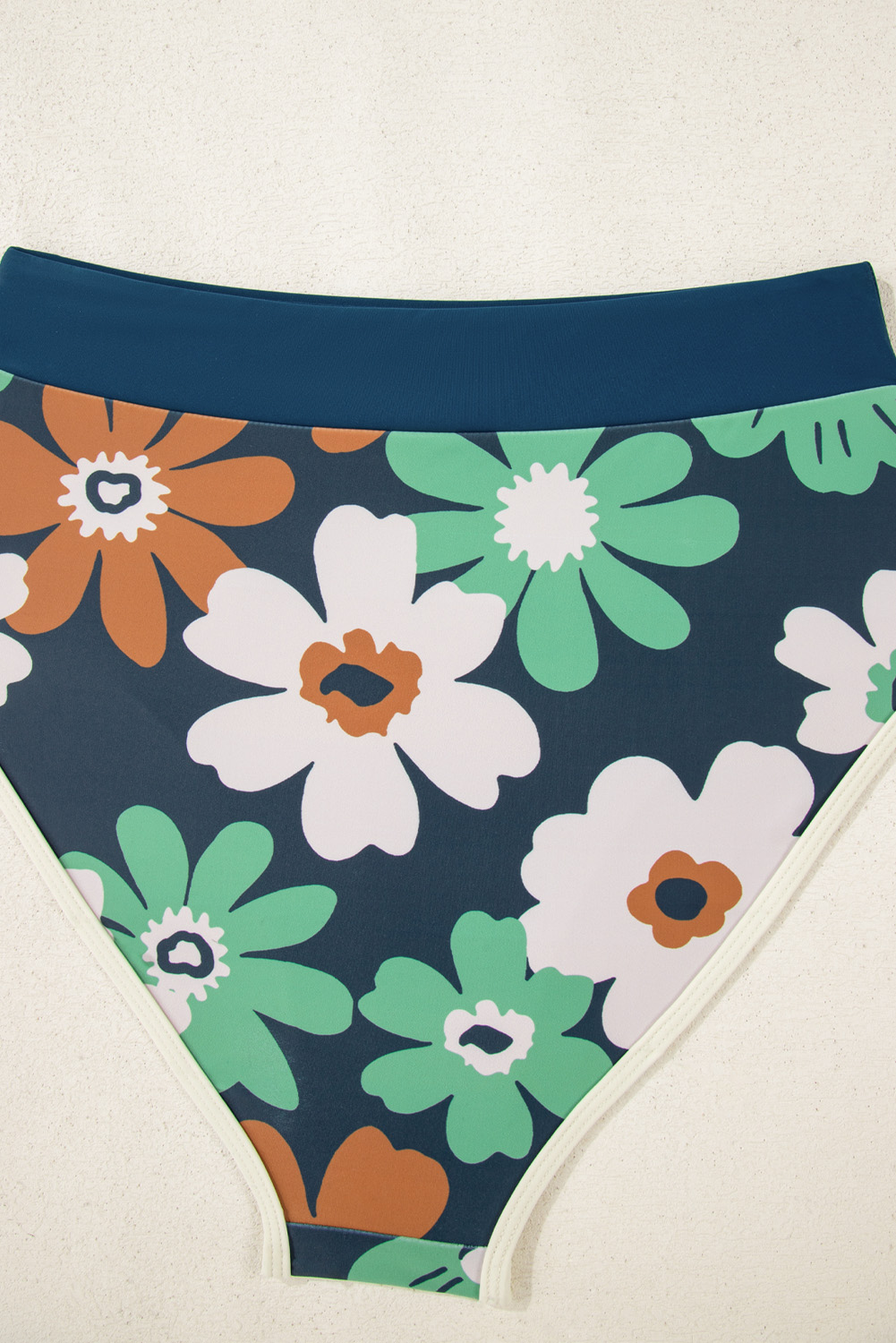 Blue Flower Zip up Racerback High Waisted Bikini - loveforevers