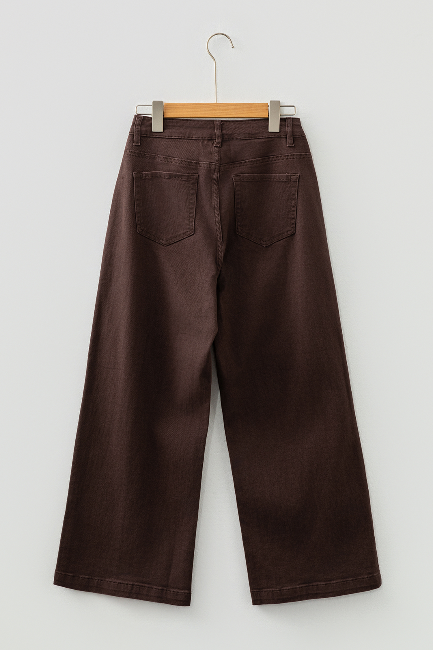 Apricot Solid Color Seamed Center Wide Leg Cropped Jeans - loveforevers