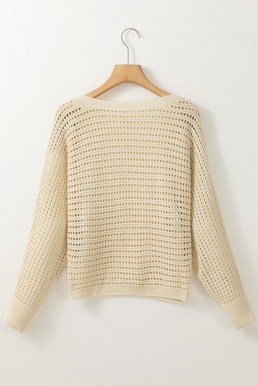 Apricot Open Knit Bracelet Sleeve Sweater - loveforevers