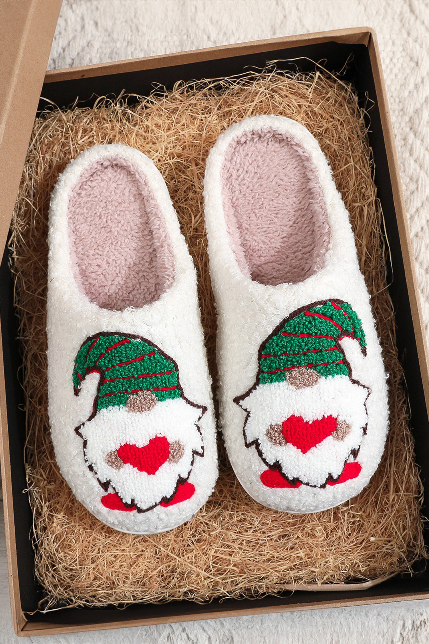 White Christmas Faceless Dwarf Shoes Plush House Slippers - loveforevers