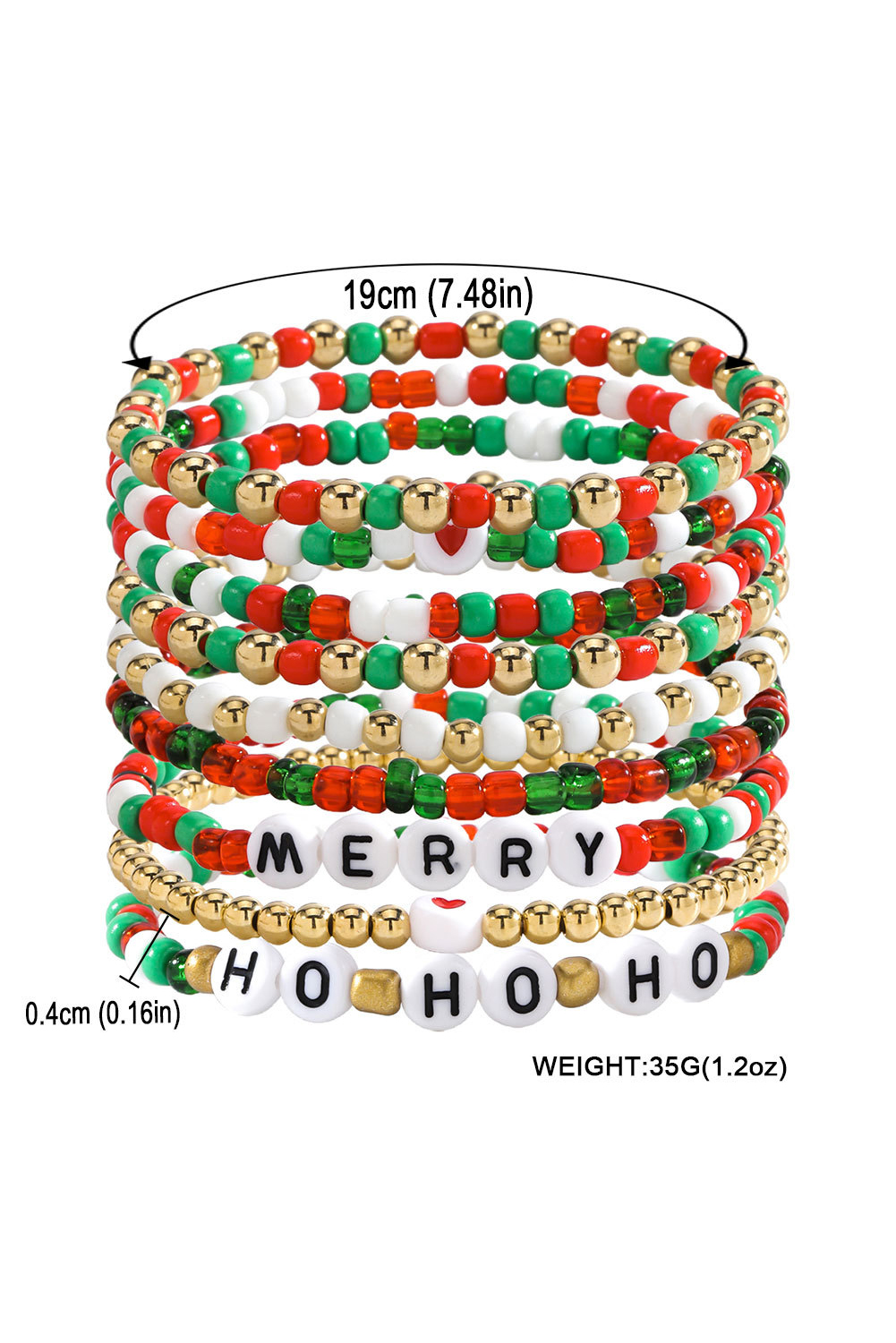 Fiery Red HO HO HO MERRY Beaded Multi-Layer Bracelet - loveforevers