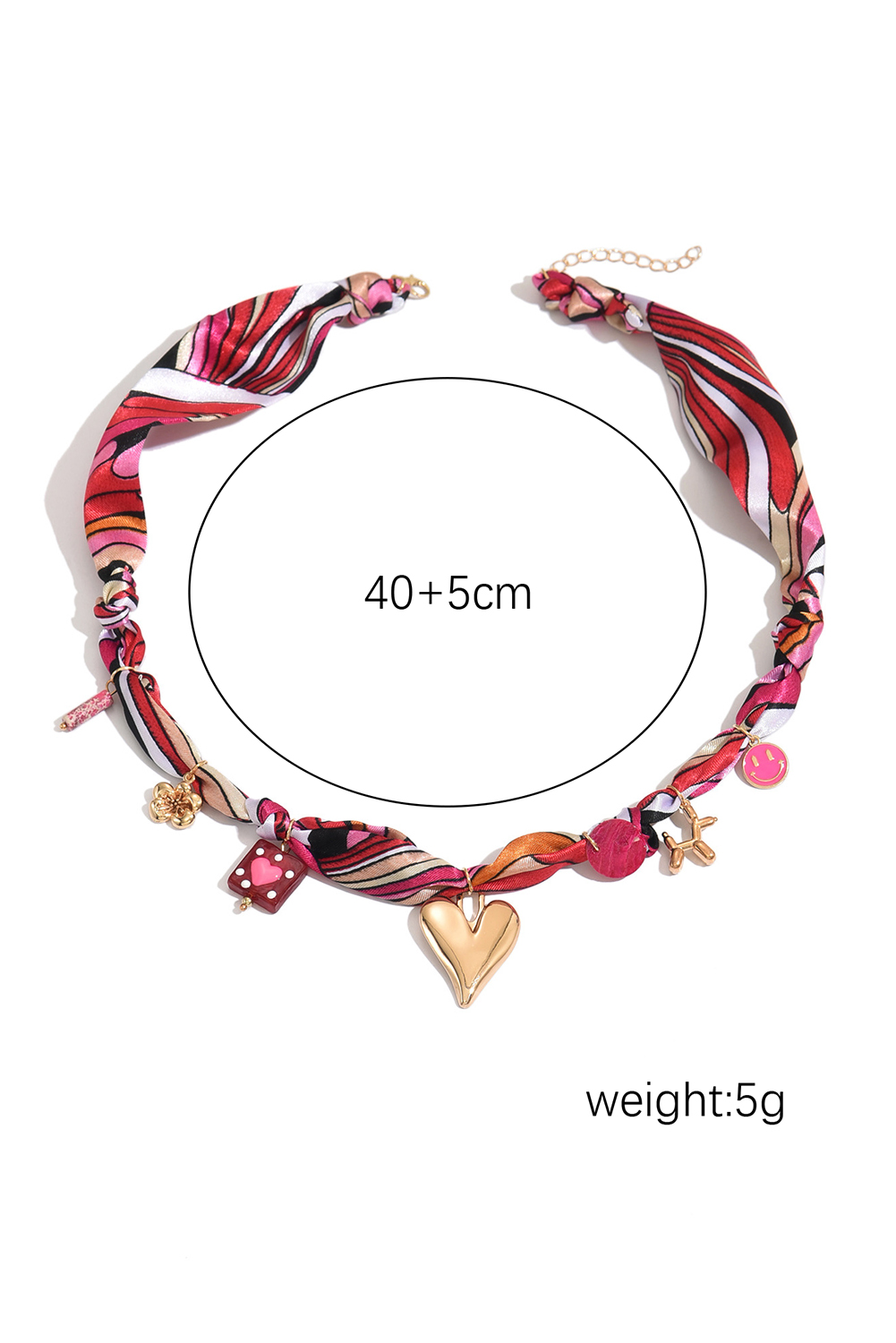 Strawberry Pink Valentines Multi Detail Knot Scarf Necklace - loveforevers