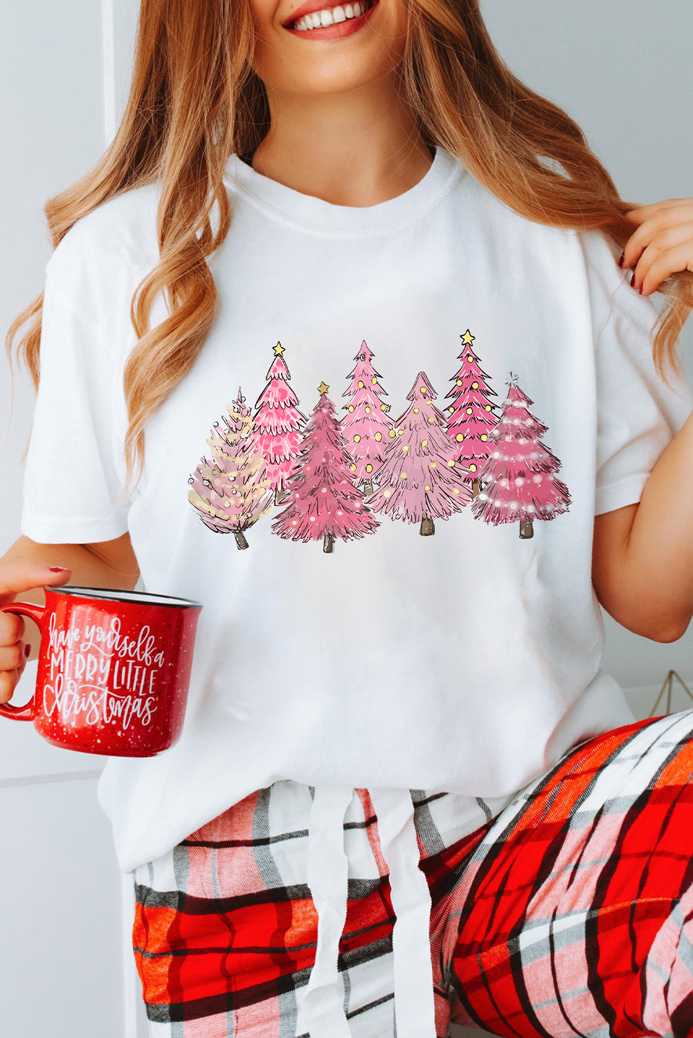 White Lighting Christmas Trees Fashion Graphic Tee - loveforevers