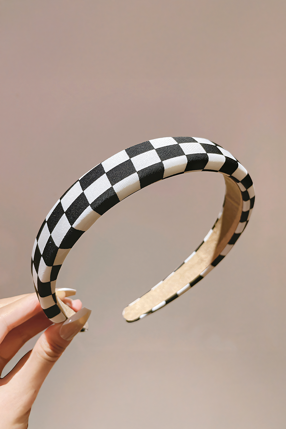 Black Checkered Print Wide Chic Headband - loveforevers
