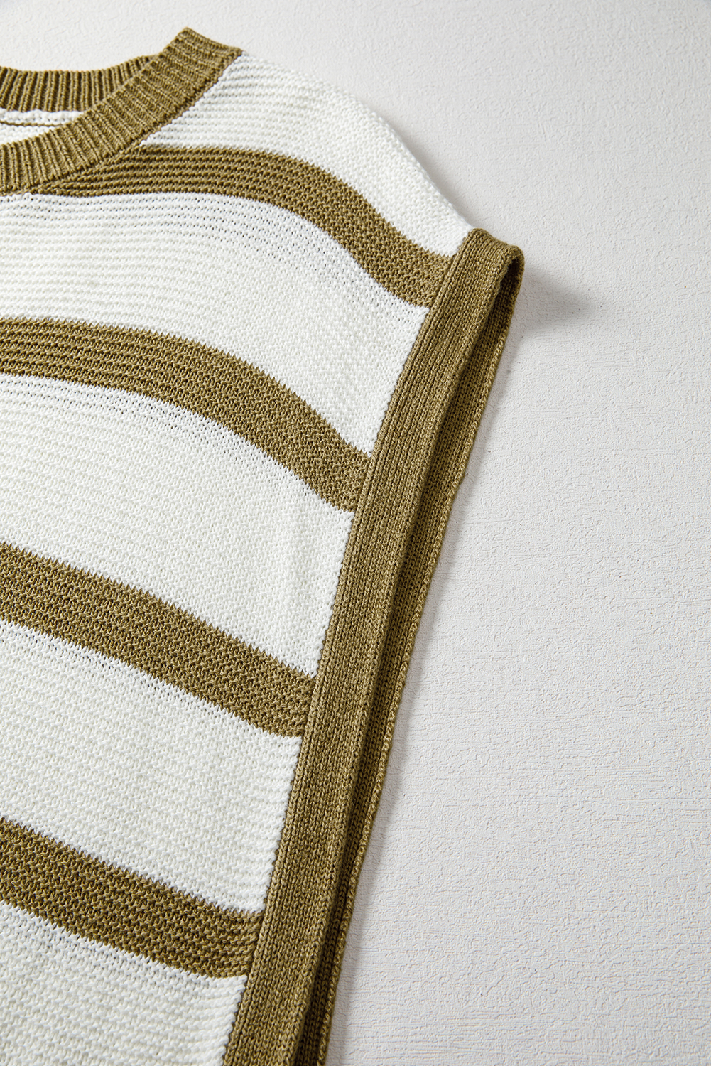 Khaki Stripe Tie Open Side Sweater Knitted Top - loveforevers