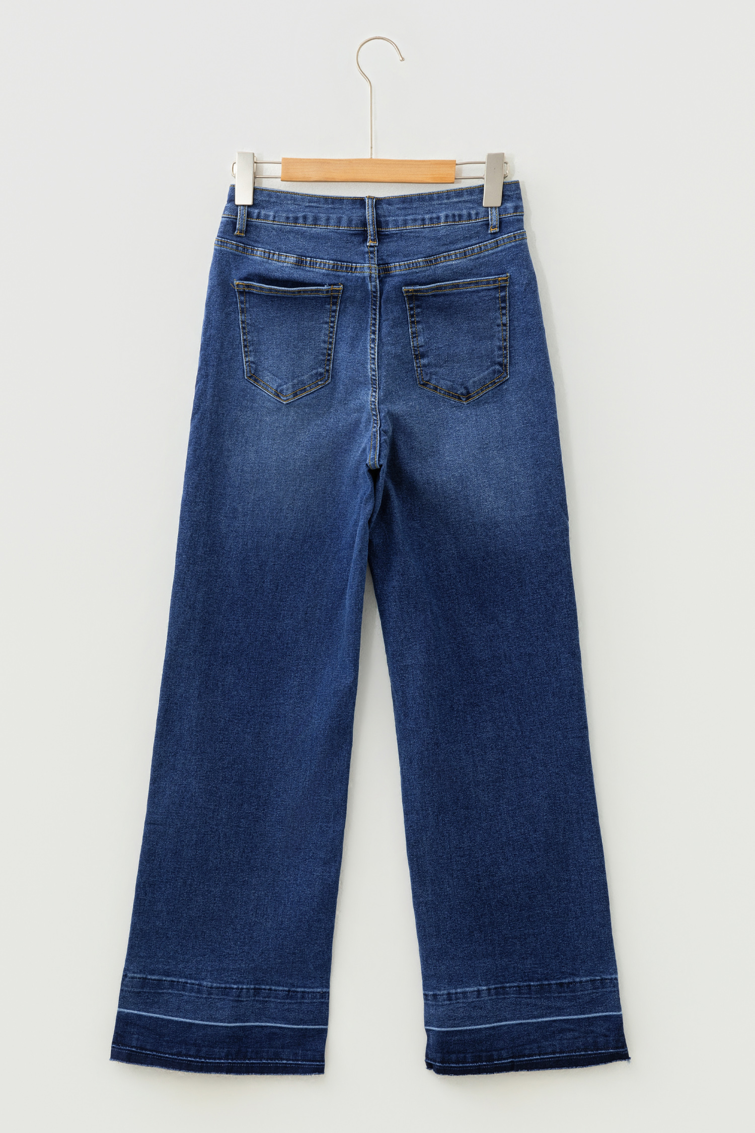 Real Teal Raw Hem Unique Cuffs Straight High Rise Loose Jeans - loveforevers