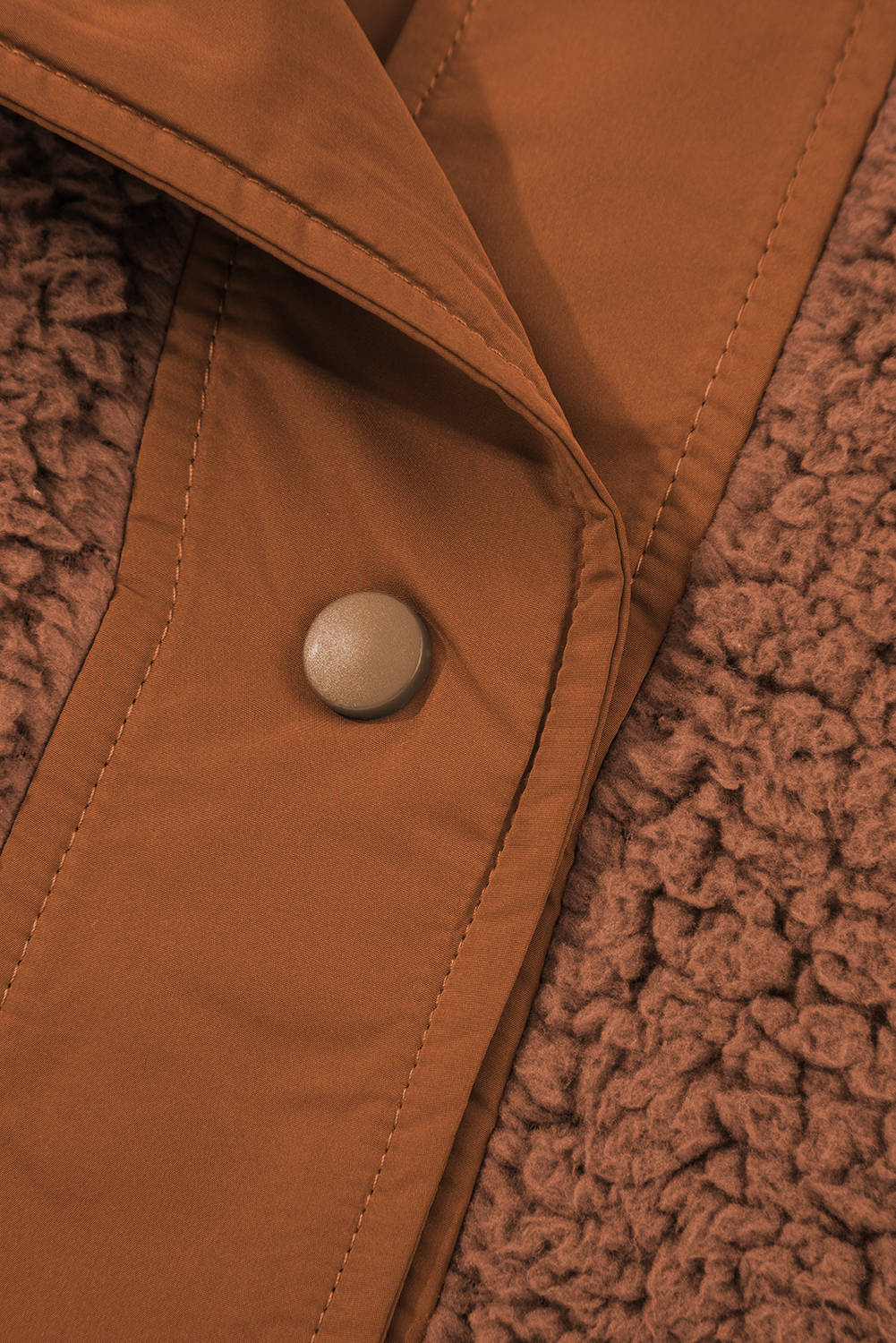 Cinnamon Faux Fur Snap Button Front Knot Side Plush Vest with Pockets - loveforevers