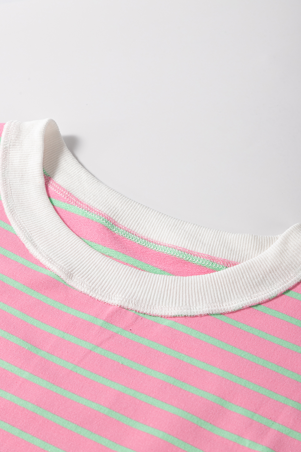 Sachet Pink Striped Crew Neck Cap Sleeve T Shirt - loveforevers