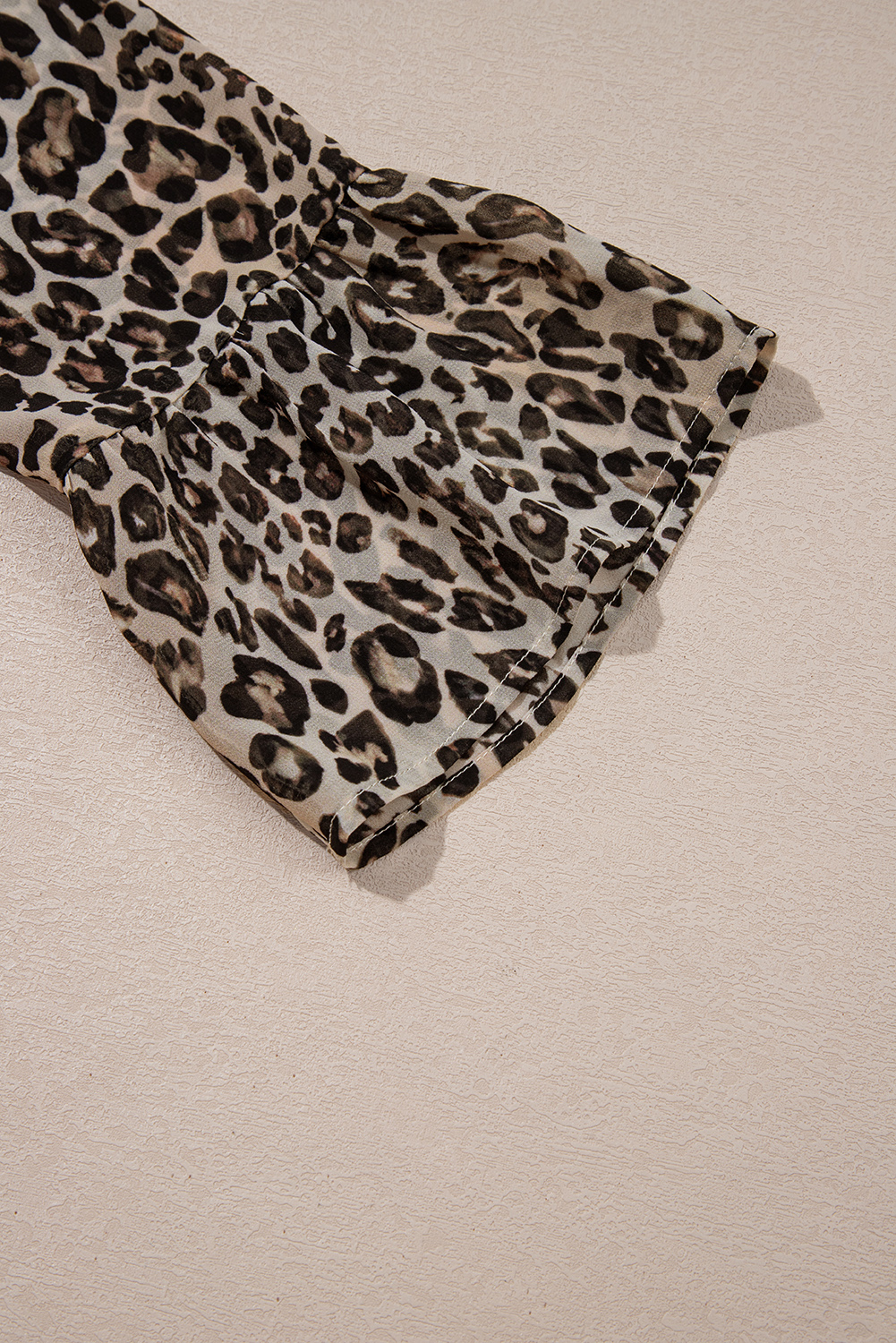 Khaki Leopard 3/4 Sleeve V Neck Swing Dress - loveforevers