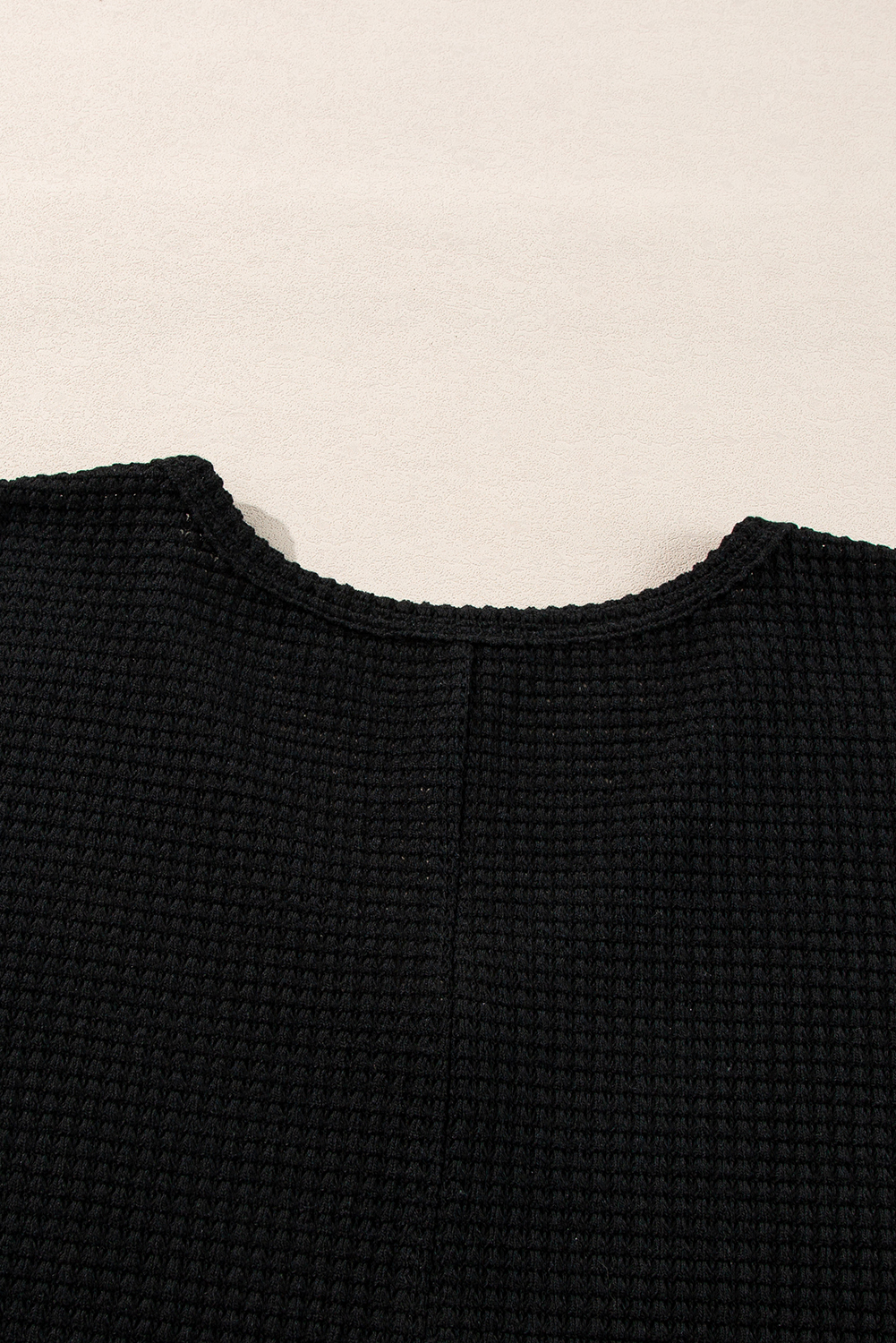 White Waffle Knit Side Slits Loose Fit V Neck Top - loveforevers