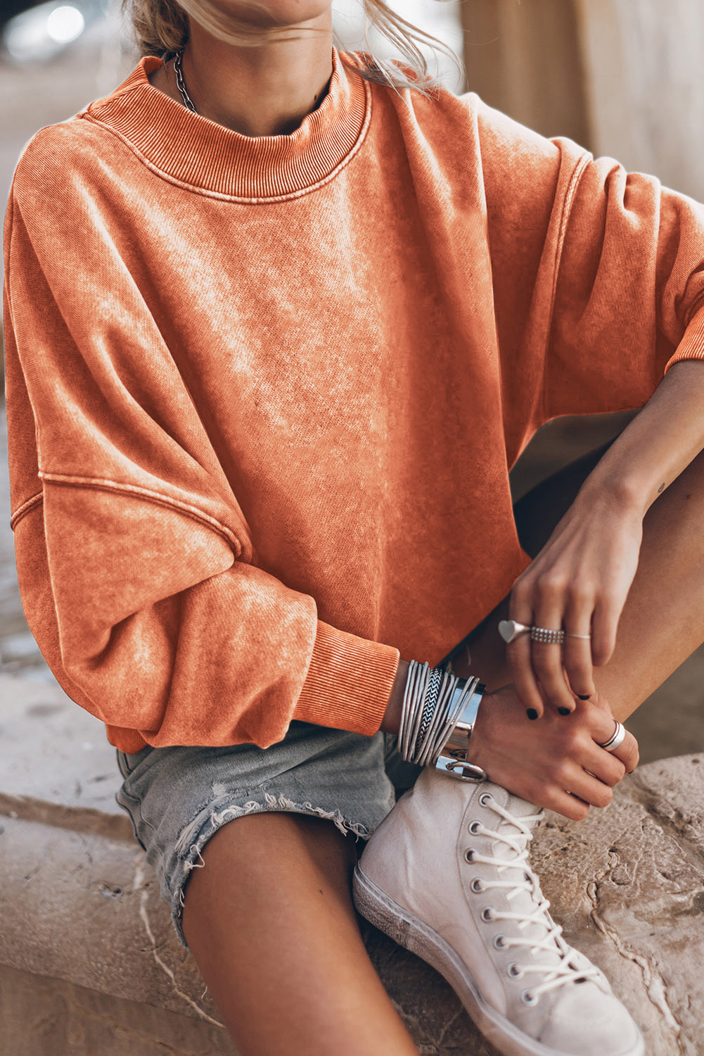 Brown Drop Shoulder Crew Neck Pullover Sweatshirt - loveforevers