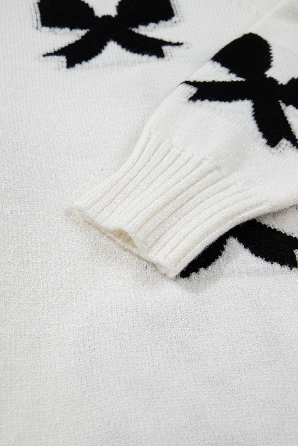White Lace-up Bow Pattern Sweater Cardigan - loveforevers
