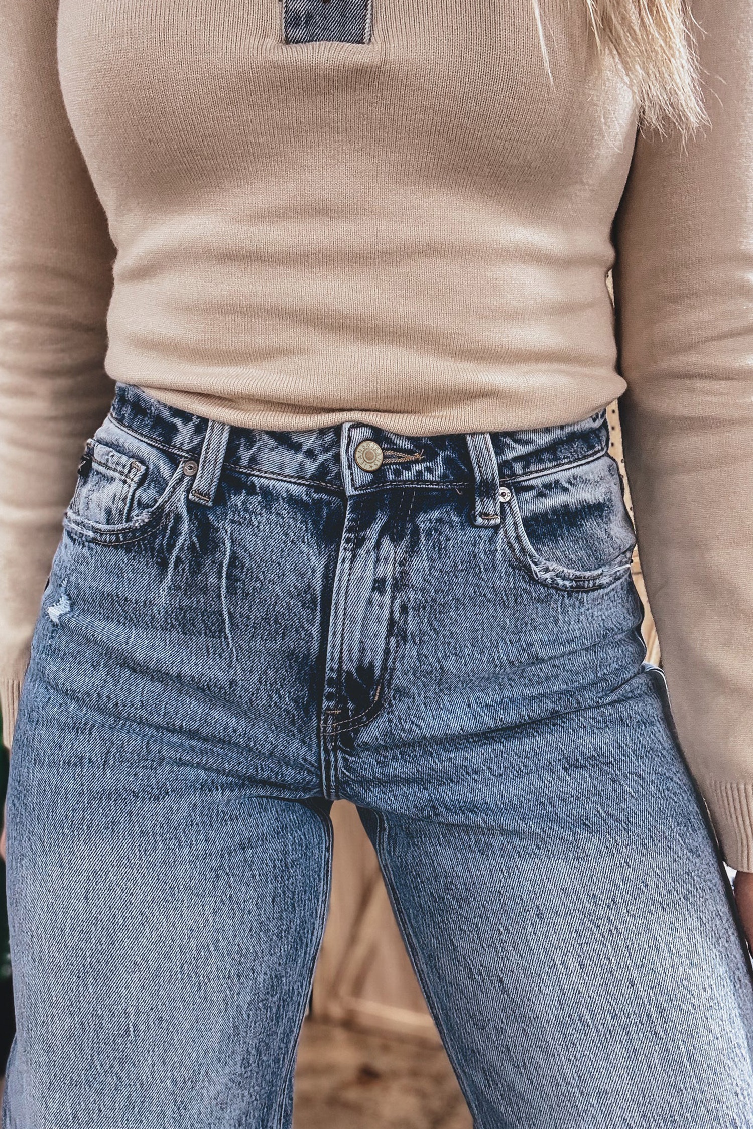 Ashleigh Blue Cuffed Straight Loose Jeans - loveforevers
