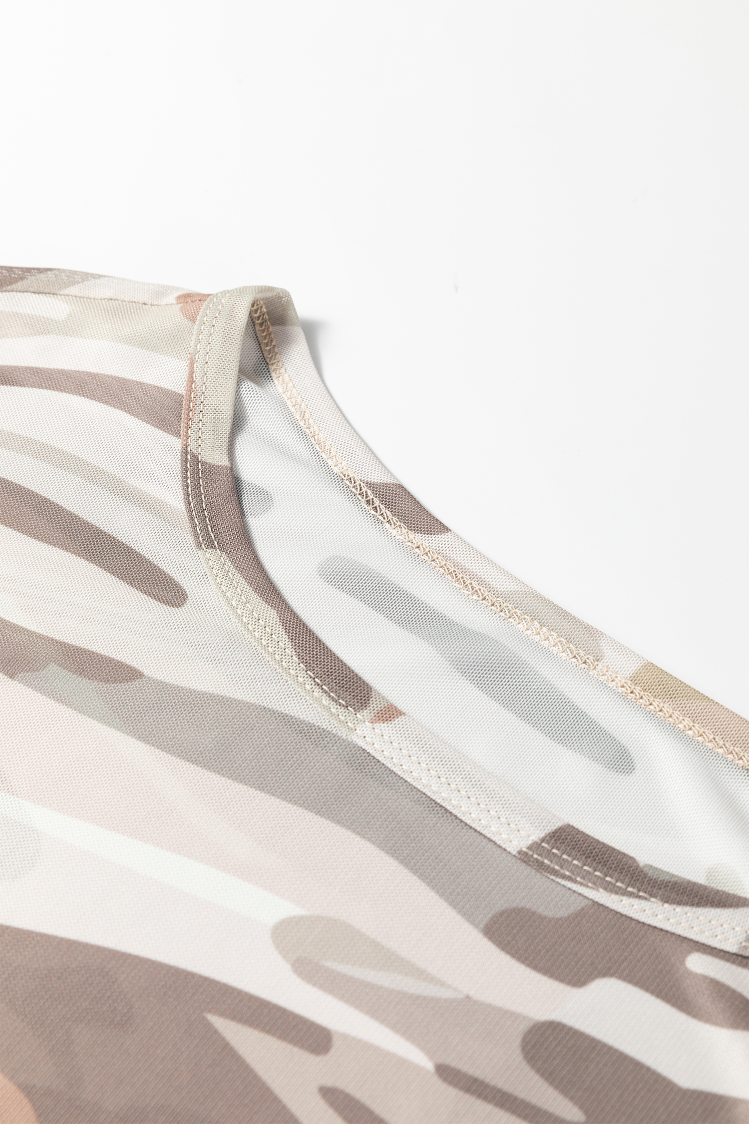 Western Fashion Camouflage Print Mesh Long Sleeve Top - loveforevers