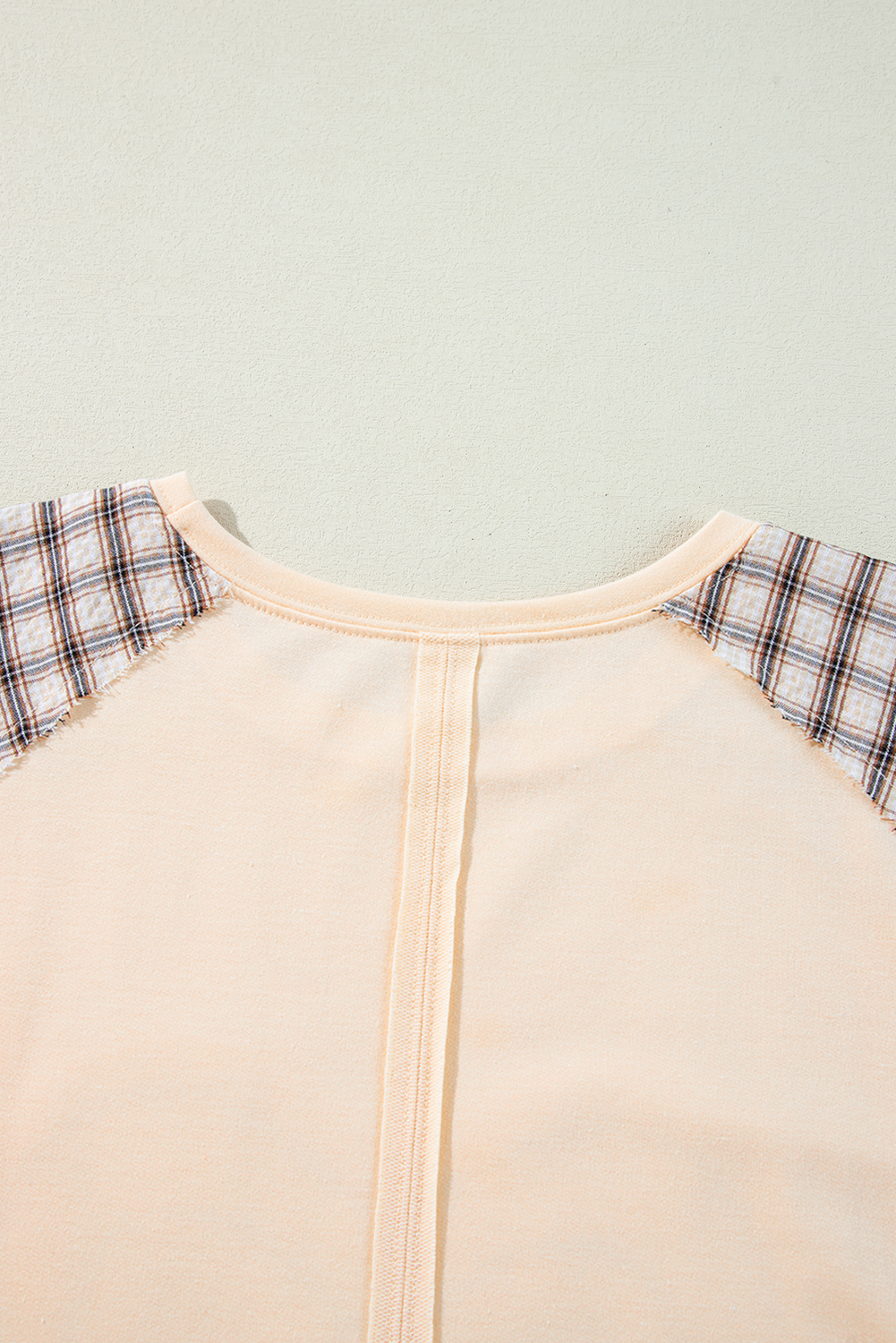 Beige Flower Patch Graphic Exposed Seam Wide Sleeve Top - loveforevers