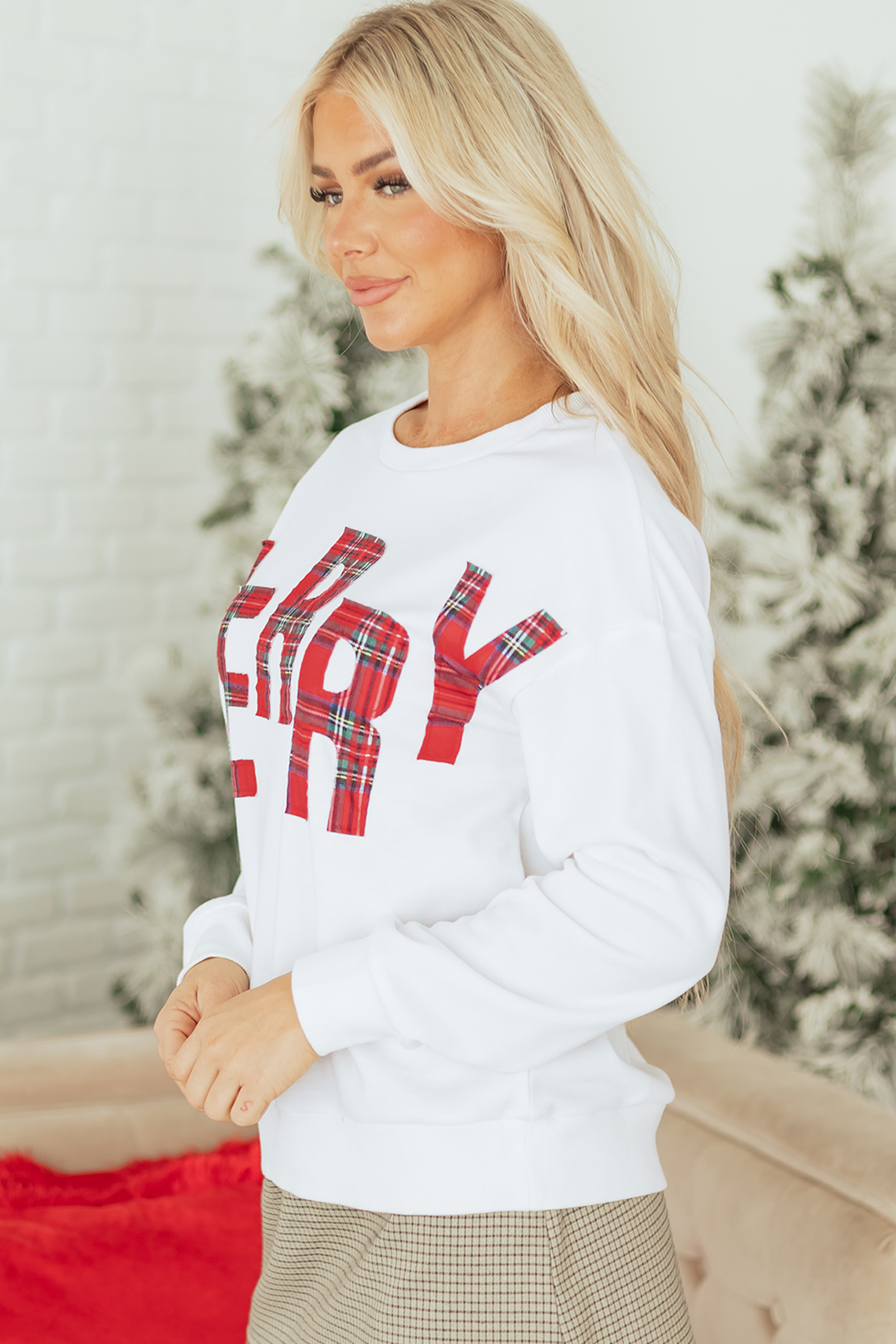 White Plaid MERRY Christmas Vacation Sweatshirt - loveforevers