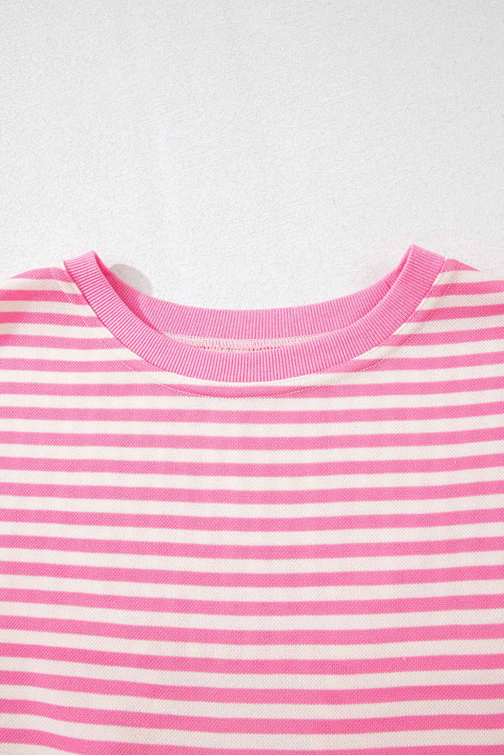 Red Stripe Bowknot Cutout Back Drop Shoulder Wide Bracelet Sleeve Loose Tee - loveforevers
