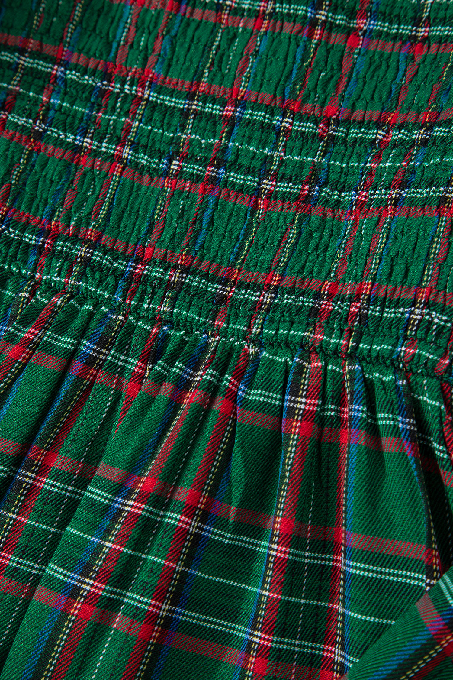 Red Tartan Plaid Square Neck Puff Sleeve Knot Waist Flared Midi Dress - loveforevers