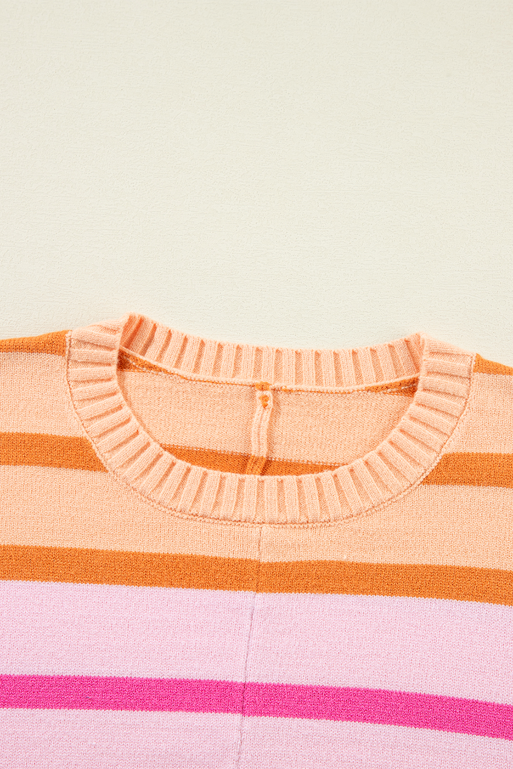 Yellow Stripe Gradient Striped Ribbed Edge Loose Sweater - loveforevers