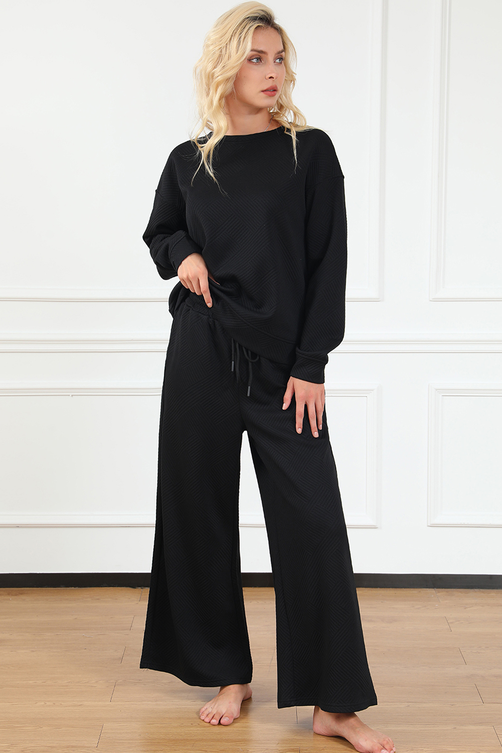 Red Dahlia Ultra Loose Textured 2pcs Slouchy Outfit - loveforevers