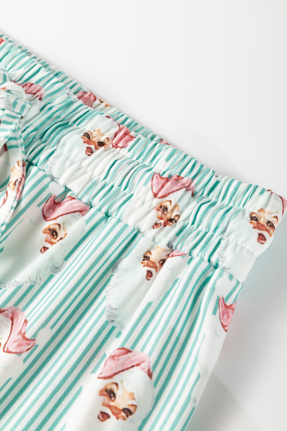 Green Santa Claus Striped Print Loose Fit Two Piece Lounge Set - loveforevers