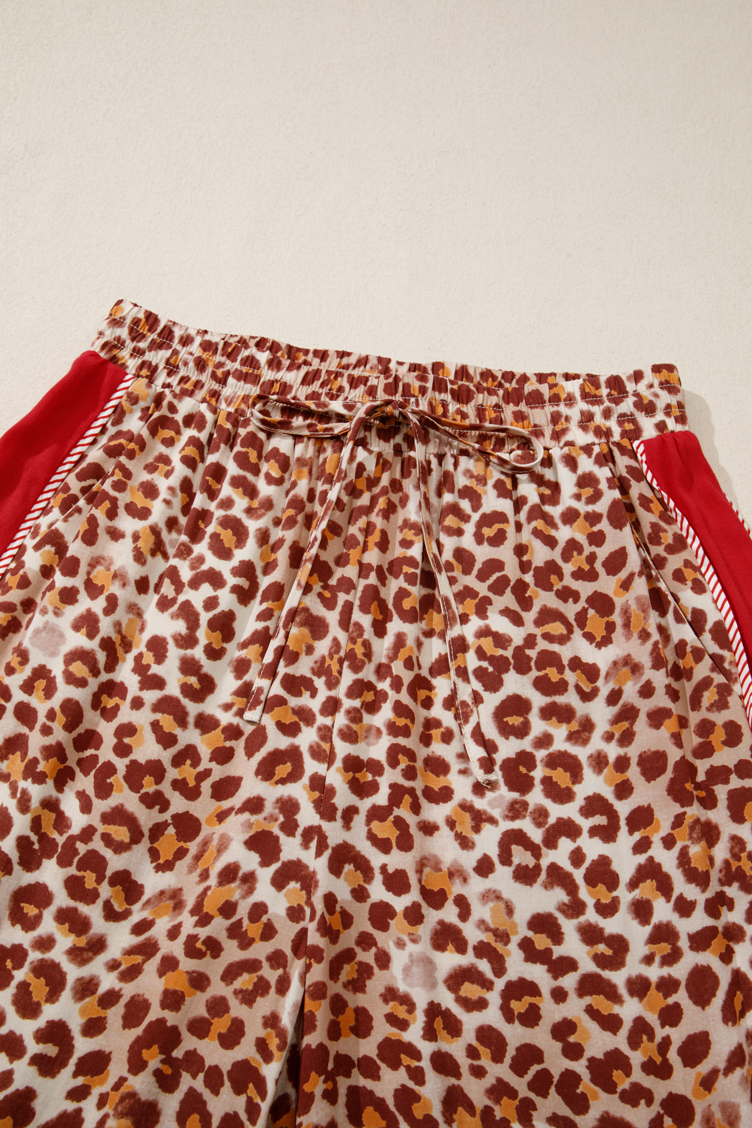 Brown Contrast Trim Leopard Top and Pant Set - loveforevers
