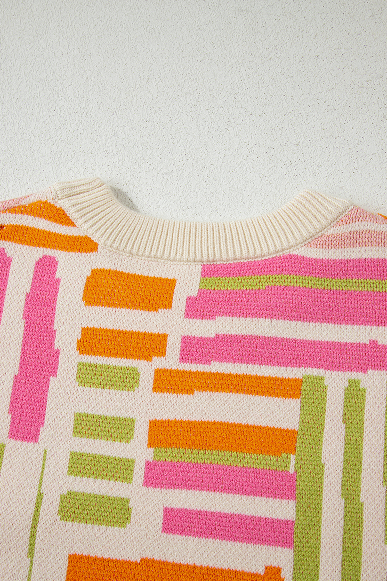 Rose Love Lines Pattern Crew Neck Puff Sleeve Sweater - loveforevers
