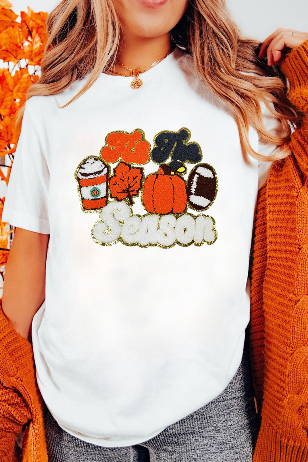 White Tis The Season Pumpkin Spice Latte Lover Graphic Crewneck T Shirt - loveforevers