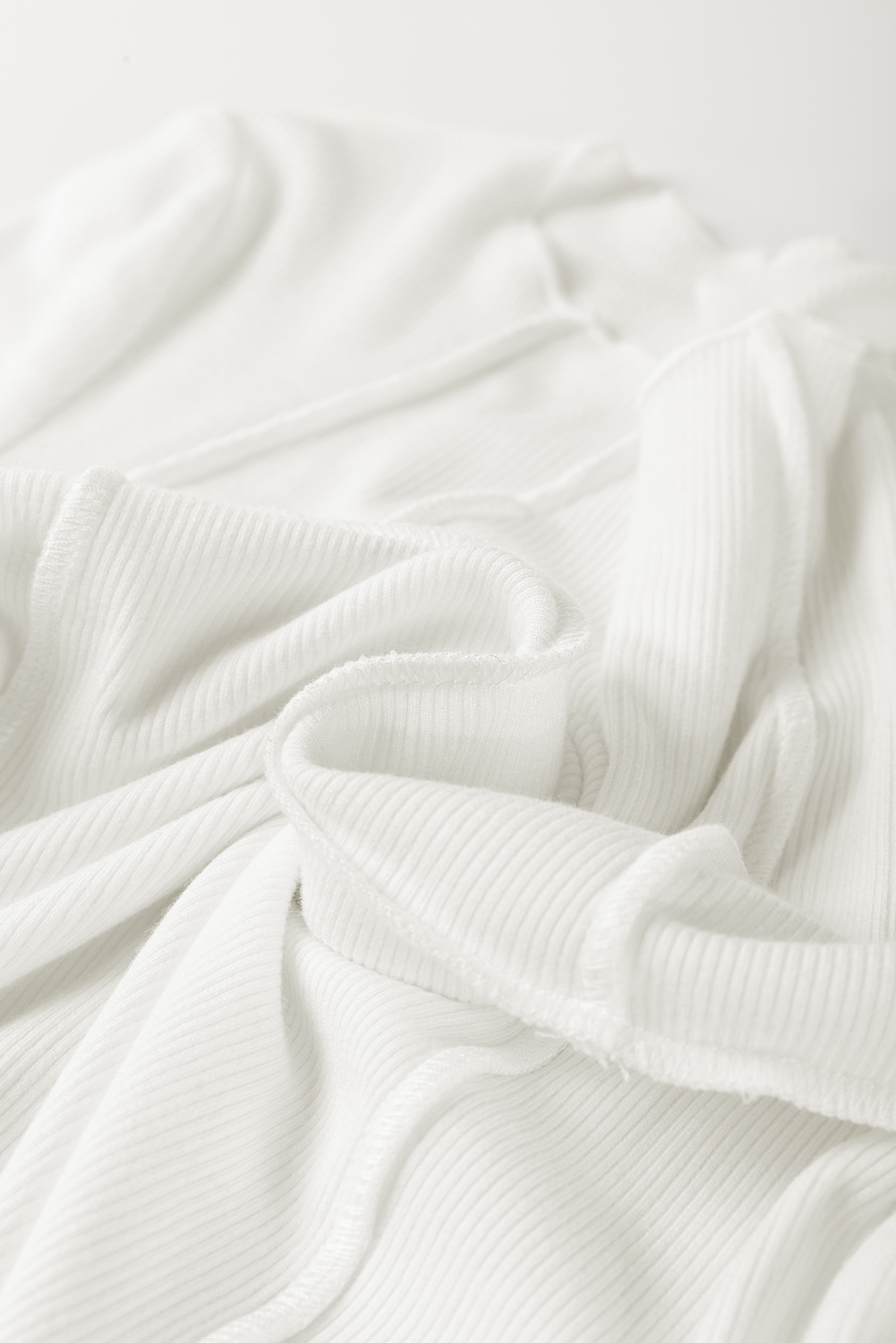 White Exposed Seam Ribbed Knit Slim Fit Long Sleeve Top - loveforevers