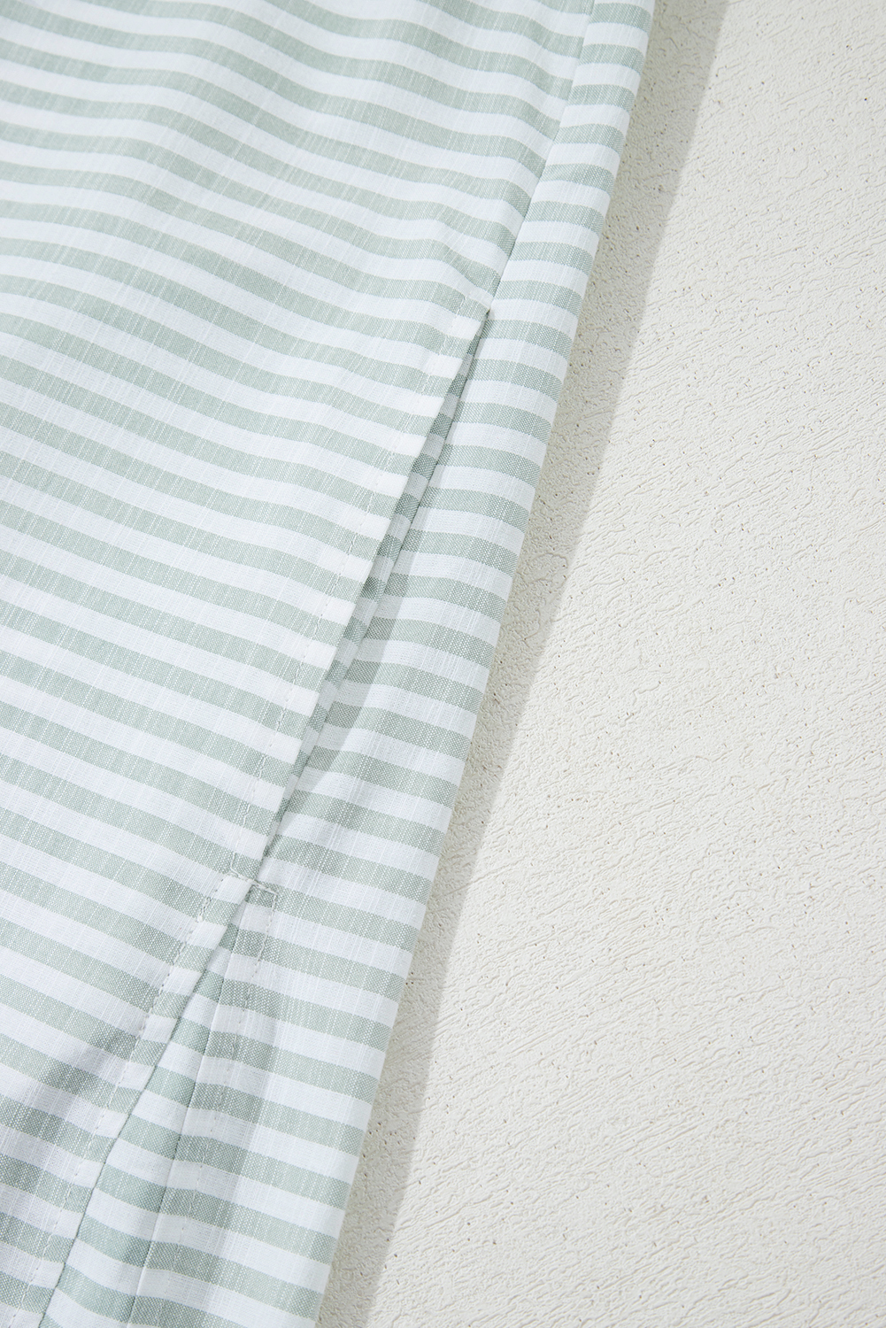White Stripe Collared V Neck Chest Pocket Long Sleeve Beach Cover up - loveforevers