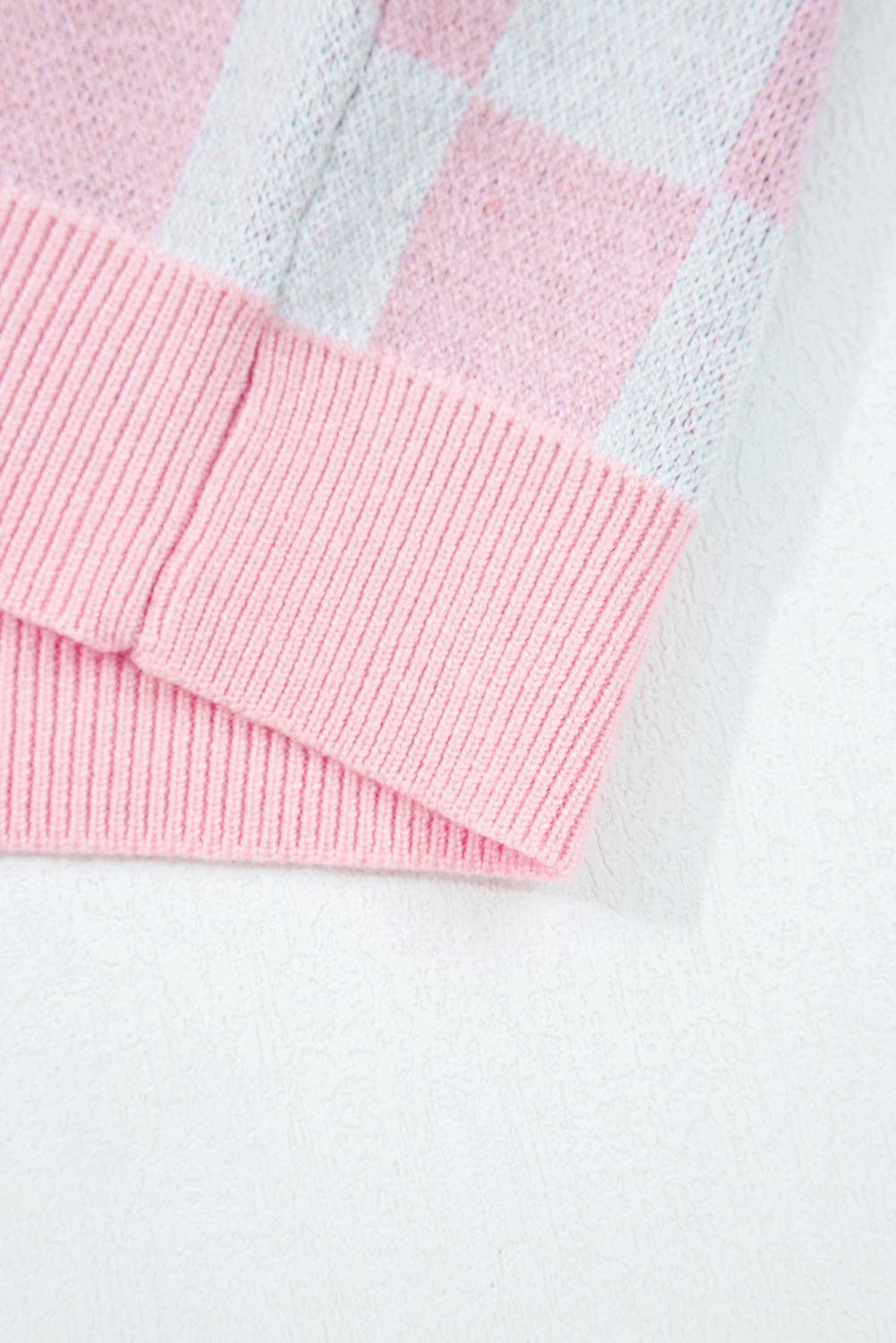 Pink Checkered Christmas Tree Pattern Button V Neck Cardigan Sweater - loveforevers
