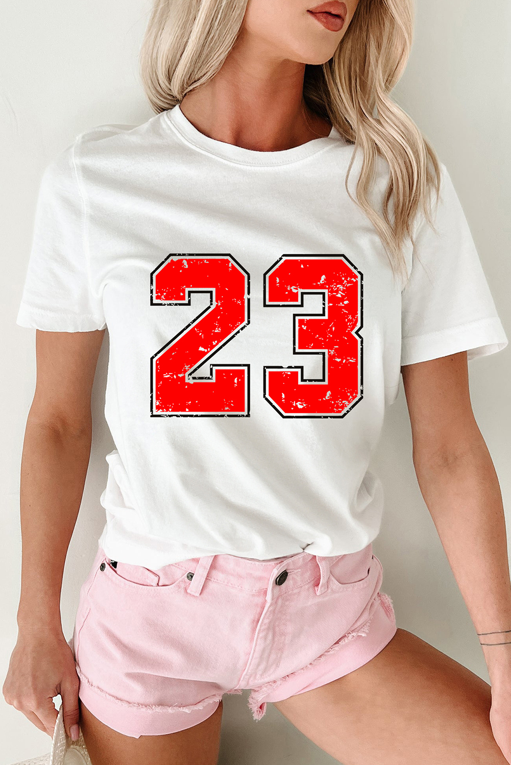 White Number 23 Cracking Print Casual T Shirt - loveforevers