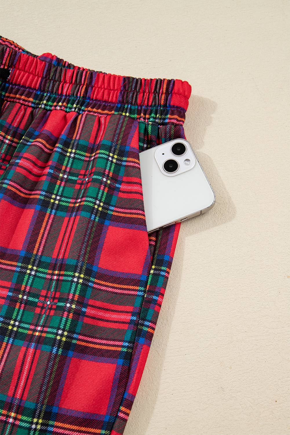 Red Plaid Mama Graphic Christmas Holiday Crewneck Pullover and Pants Two Piece Lounge Set - loveforevers