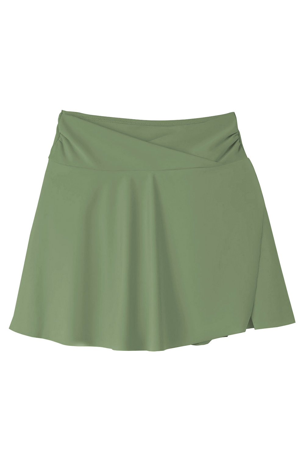 Green Criss Cross Waist Flared Swim Skirt - loveforevers