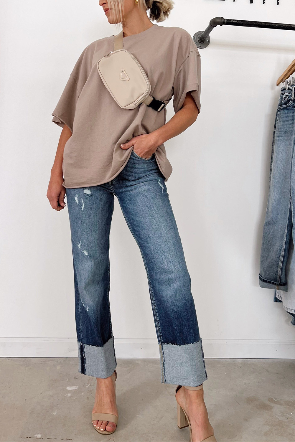 High Waist Distressed Straight Leg Jeans - loveforevers
