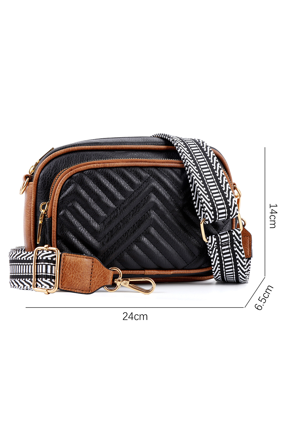 Black PU Leather Quilted Texture Mini Shoulder Bag - loveforevers