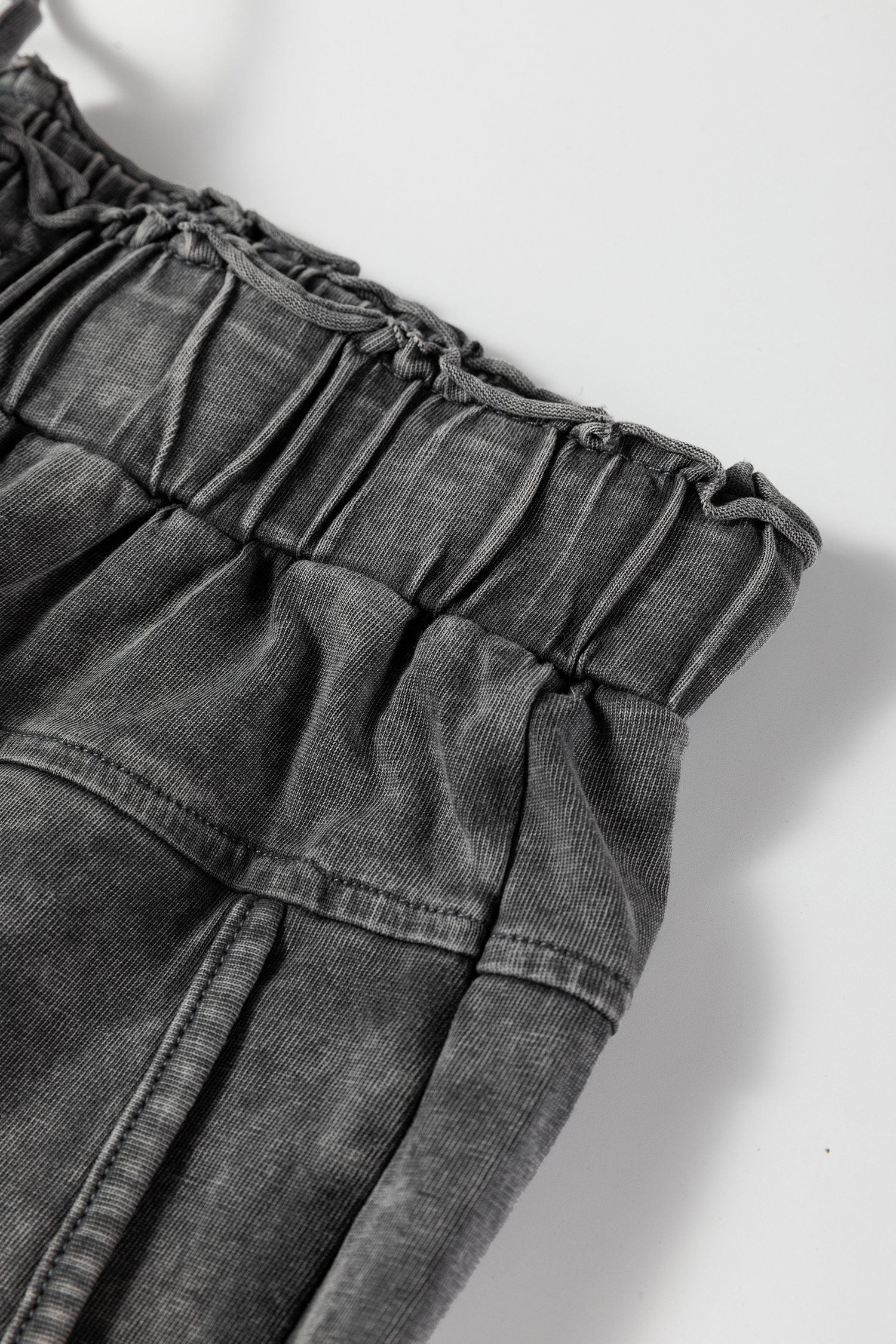 Lapis Mineral Wash Lace-up High Waist Raw Hem Patched Pocket Pants - loveforevers